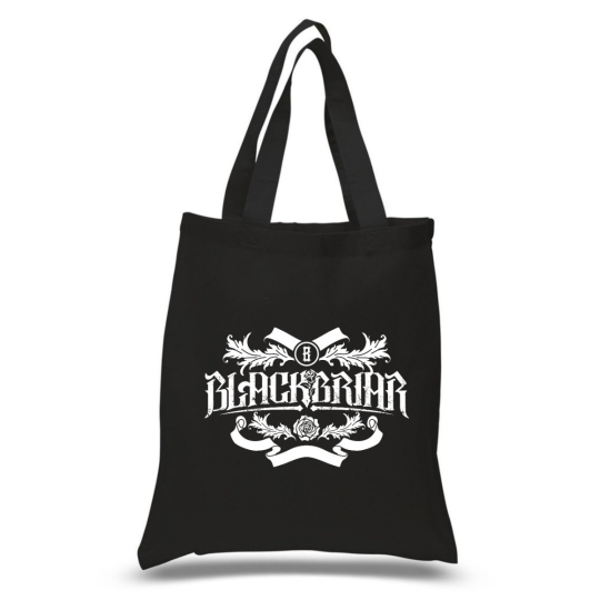 Blackbriar totebag with a white print.