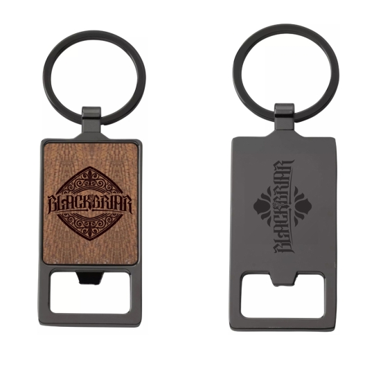Blackbriar laser engraved wood and metal bottle opener
