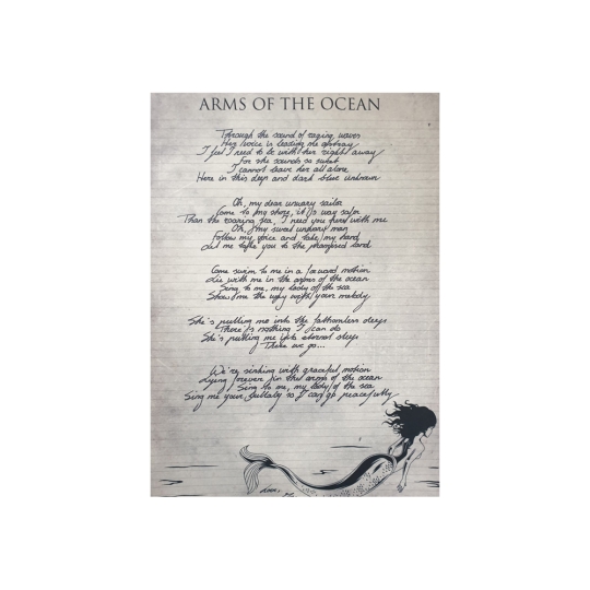 Zora's Handwritten Lyrics, high quality paper, handwritten by Zora